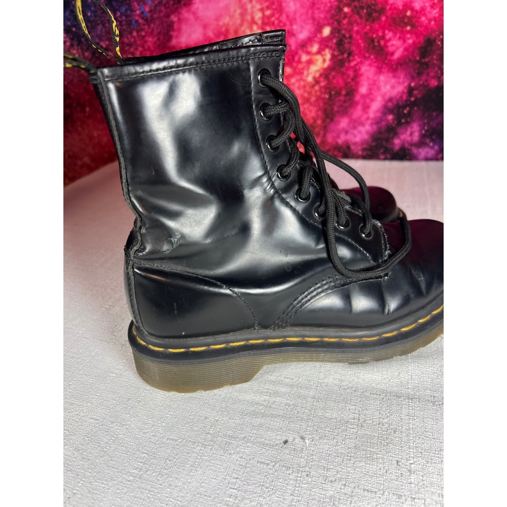 Dr. Martens 1460 W Black Smooth Leather Eye Combat Boots Womens Size 6 - Picture 3 of 9